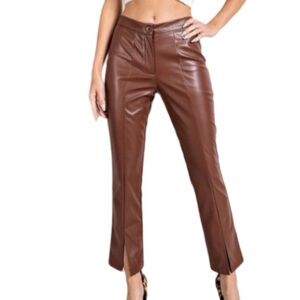 Wildfox Vegan Leather Princess Seams Pants - Chocolate Fondant